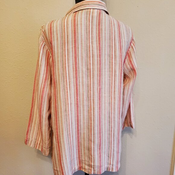JM Collection Top Button Down 3/4 Sleeve 100% Linen Women's Blouse Size 14. - Picture 8 of 13